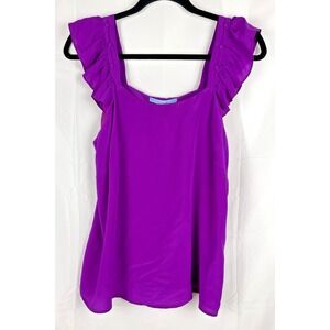 Antonio Melani NWT 100% Silk Women's M Top Blouse Woven Dana‎ Solid Violet $129
